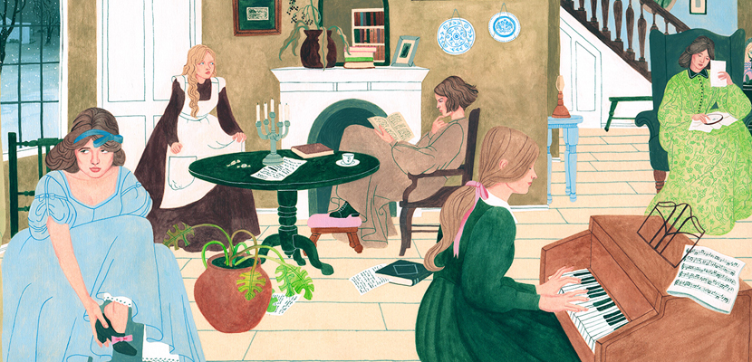 Illustration by Riika Sormunen. Spanish edition of Louisa May Alcott's Little Women, published by Random House.